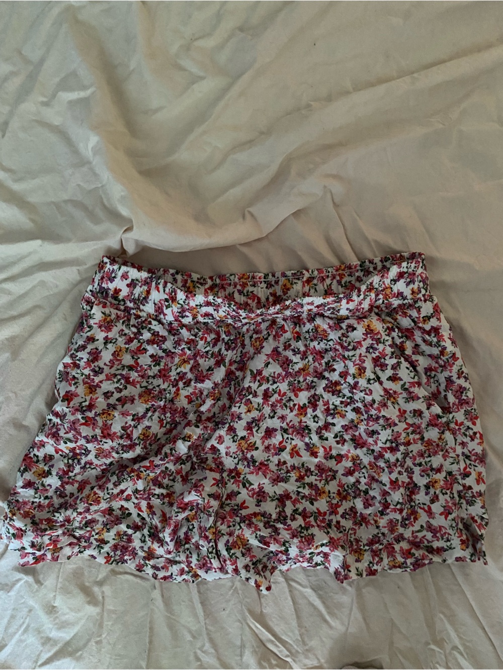 Aeropostale White Floral Shorts with Pink & Yellow Flower Print
